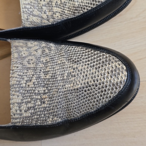Di Fiori Handmade in Italy Black Leather Snakeskin Pattern Loafers Flats Size 9 - Picture 7 of 10